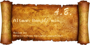Altman Benjámin névjegykártya