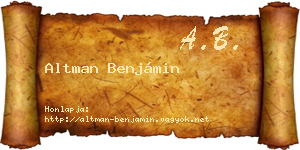 Altman Benjámin névjegykártya