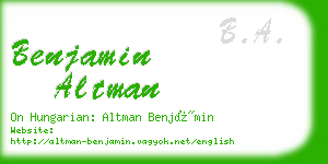 benjamin altman business card